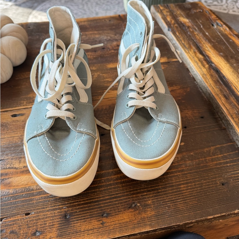 Vans Blue High-Top Sneakers with White Laces